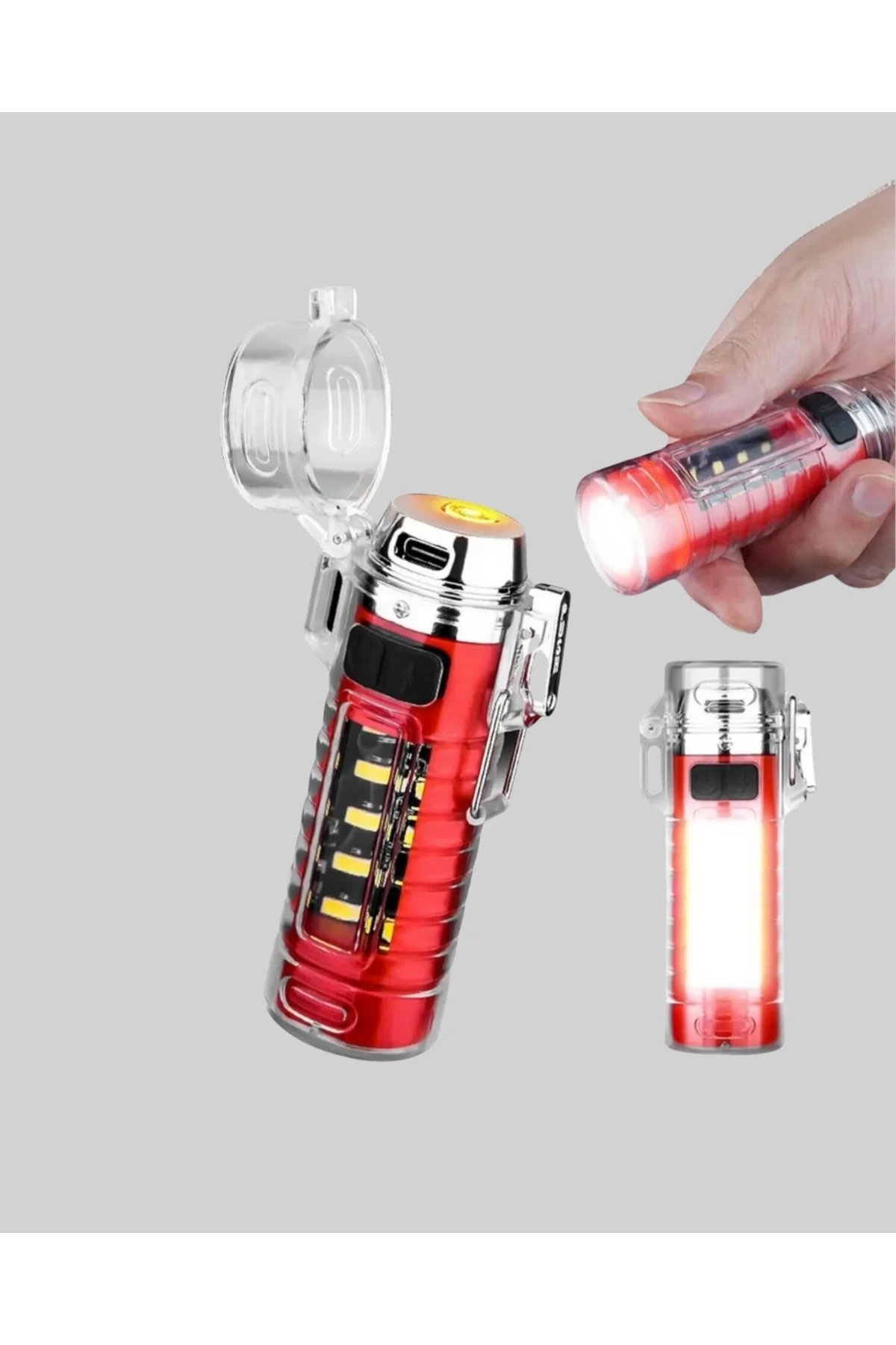 USB Şarjlı Rüzgar Geçirmez Elektrikli Çakmak El Fenerli