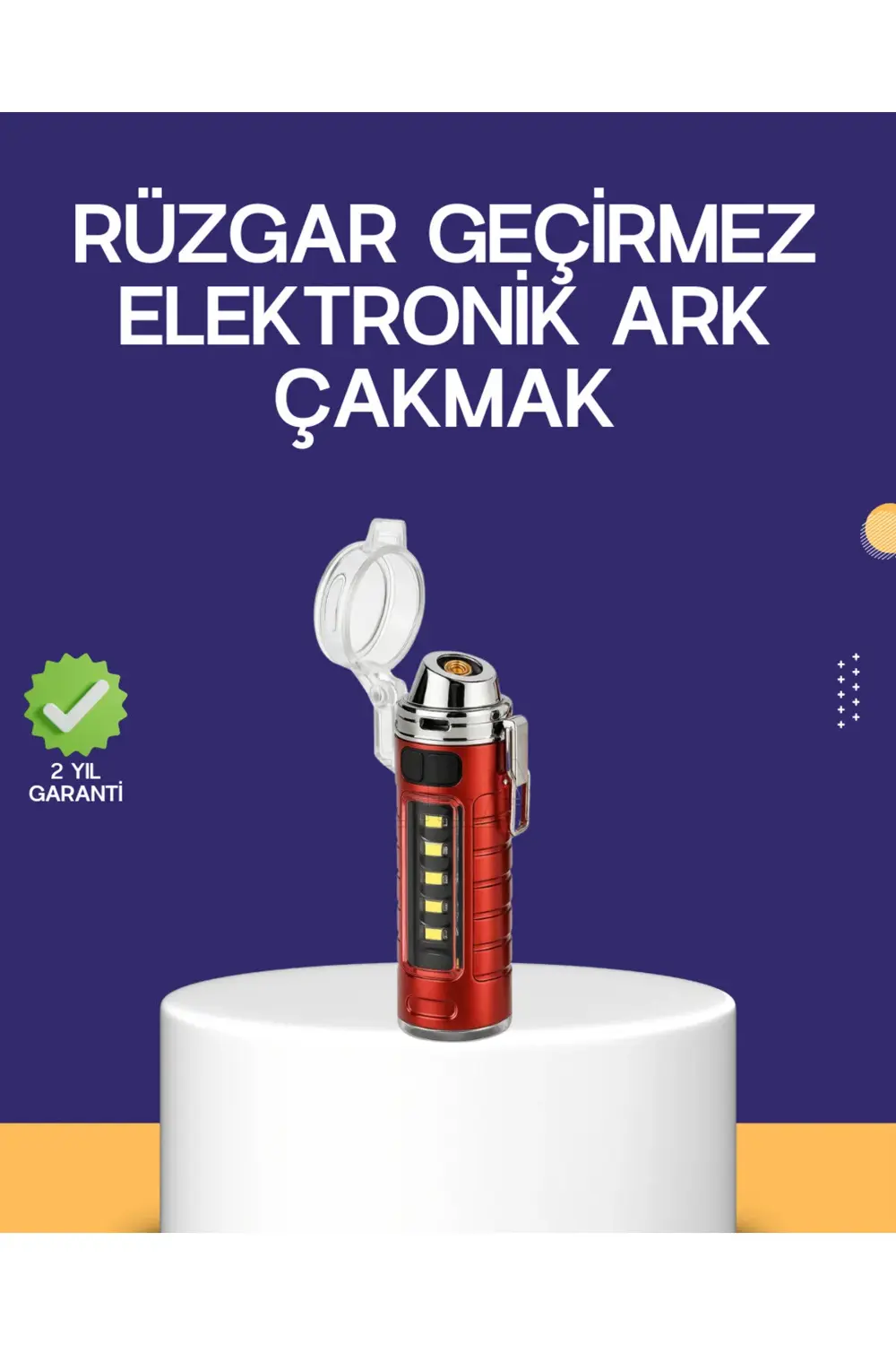 USB Şarjlı Rüzgar Geçirmez Elektrikli Çakmak El Fenerli