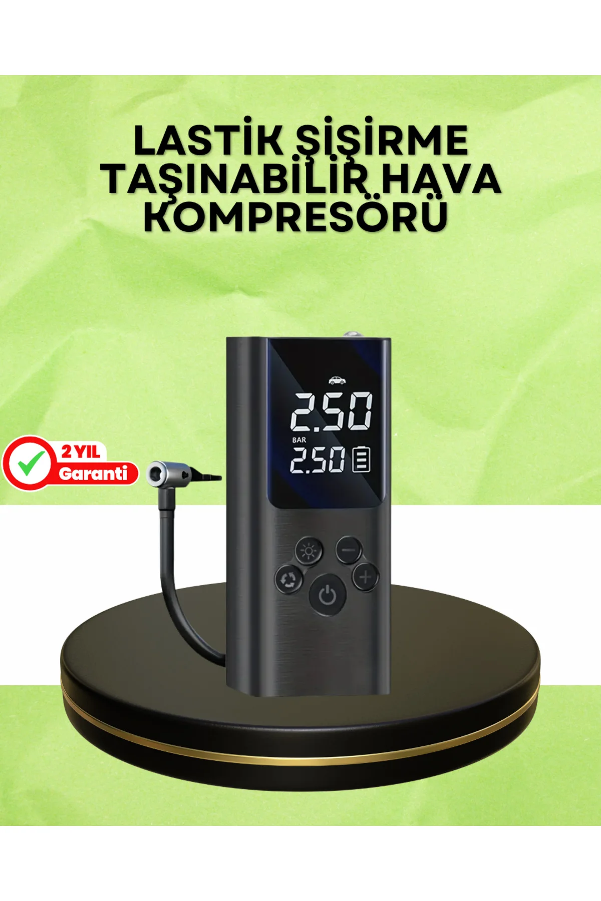 Usb Şarjlı Taşınabilir Hava Kompresörü Dijital Ekranlı