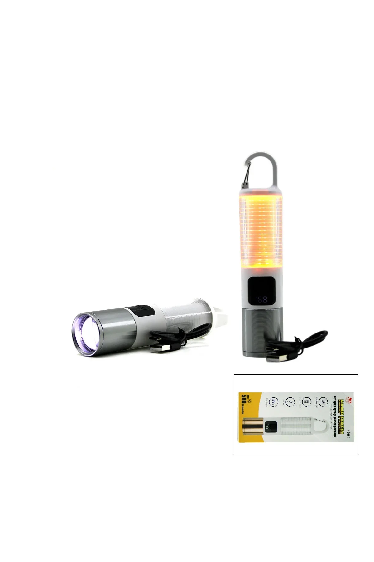 USB Şarjlı Zoom El Feneri - 6 Modlu (Kamp & Çok Amaçlı)