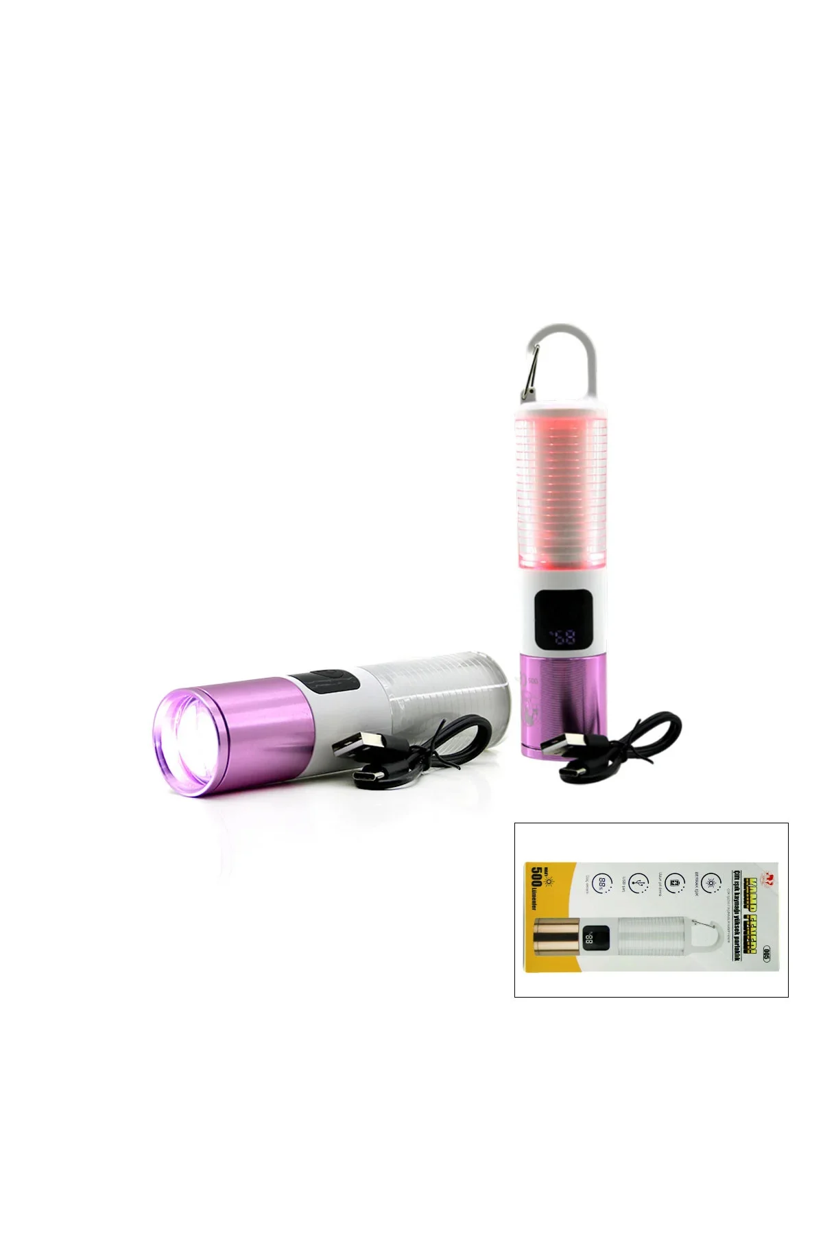 USB Şarjlı Zoom El Feneri - 6 Modlu (Kamp & Çok Amaçlı)