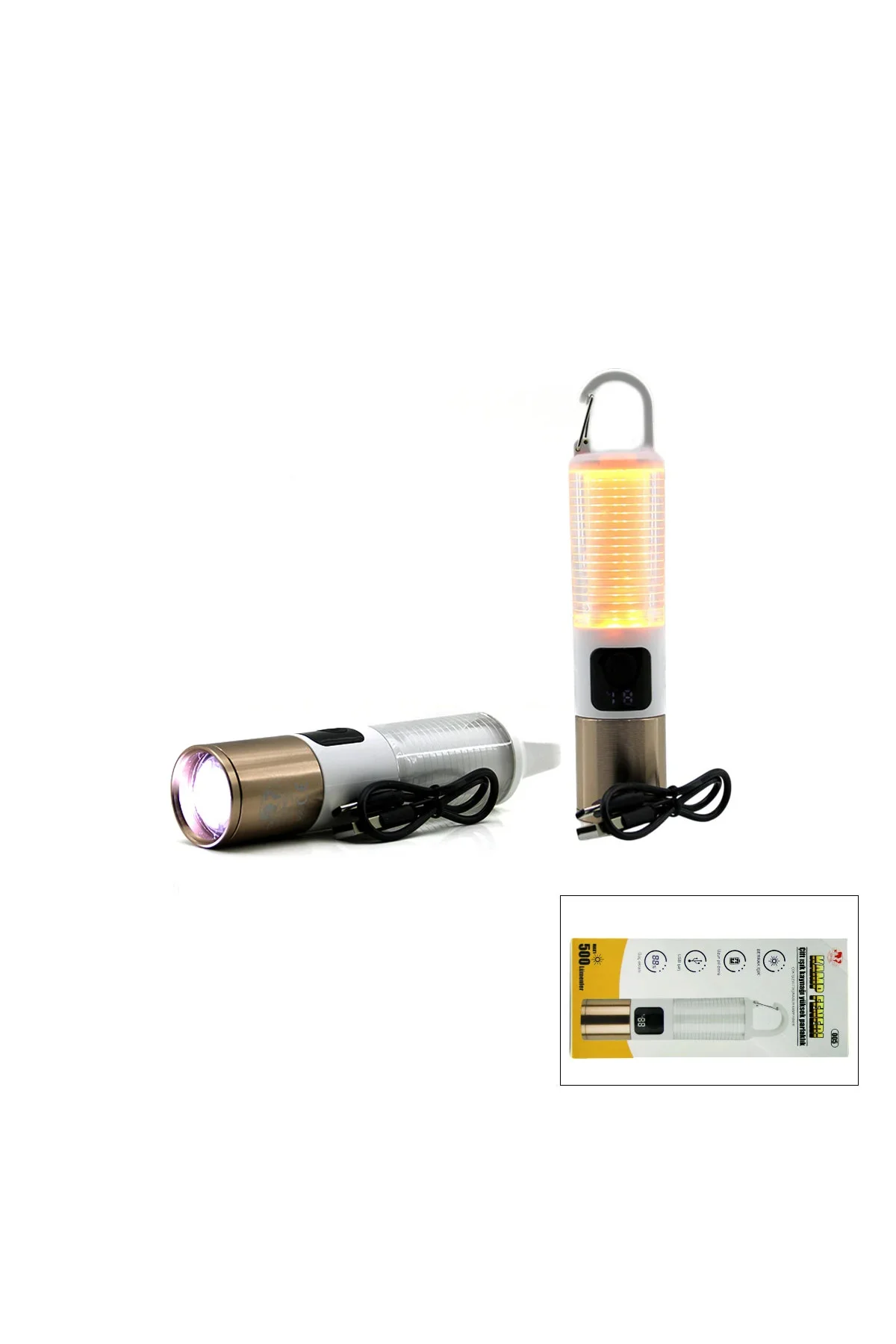 USB Şarjlı Zoom El Feneri - 6 Modlu (Kamp & Çok Amaçlı)