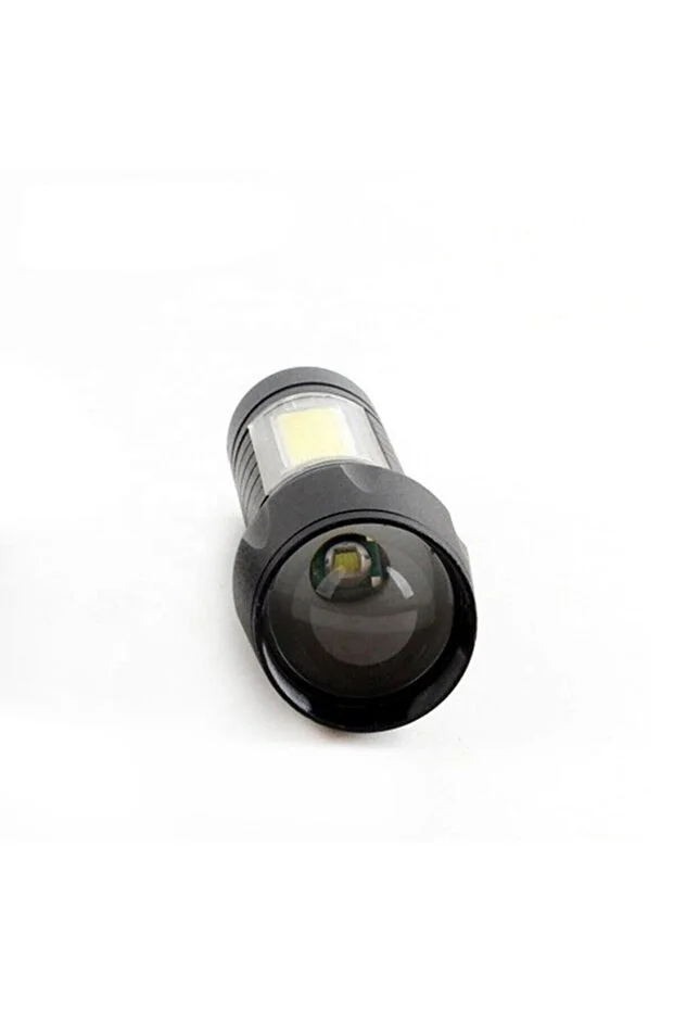 USB Şarjlı Zoomlu Mini El Feneri Q5 Güçlü Işık Yan COB LED SOS Mo