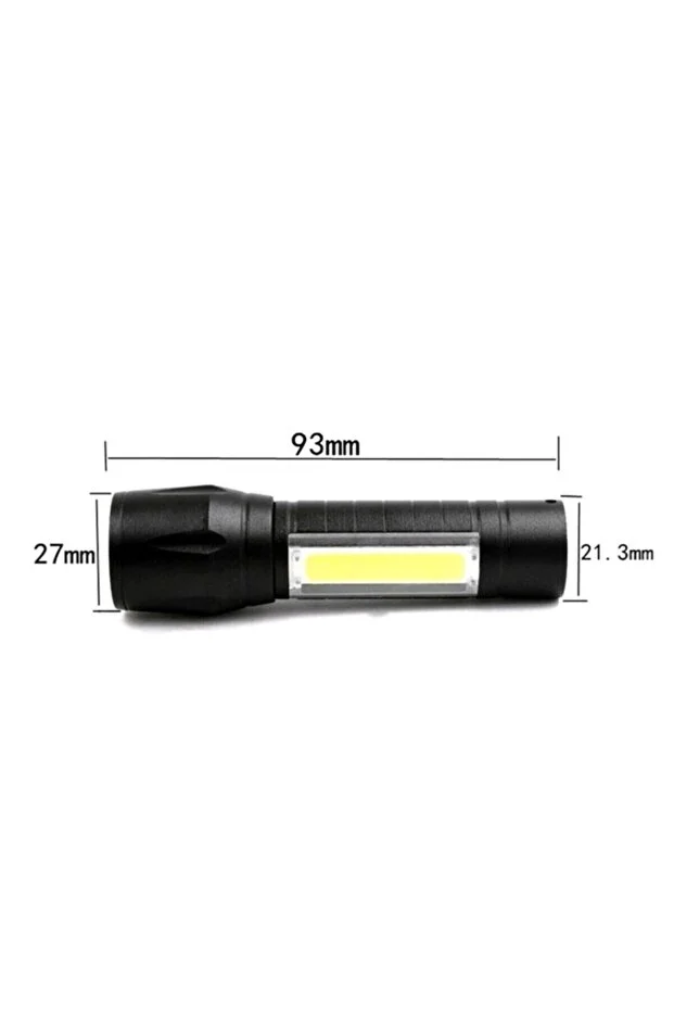USB Şarjlı Zoomlu Mini El Feneri 3 Mod Yan COB LED Çakar Q5 Güçlü Işık Kutulu