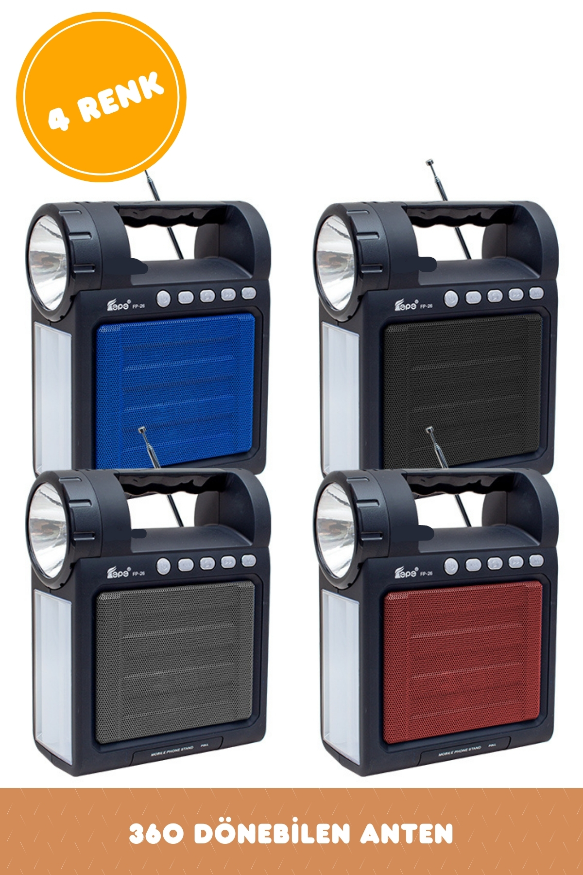 Usb / Sd / Fm Bluetooth Destekli Denerli Taşınabilir Radyo Ses Bo