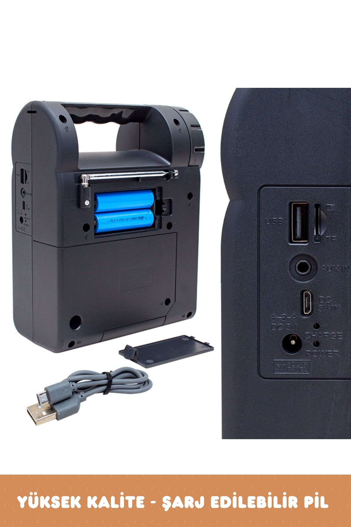 Usb / Sd / Fm Bluetooth Destekli Denerli Taşınabilir Radyo Ses Bo