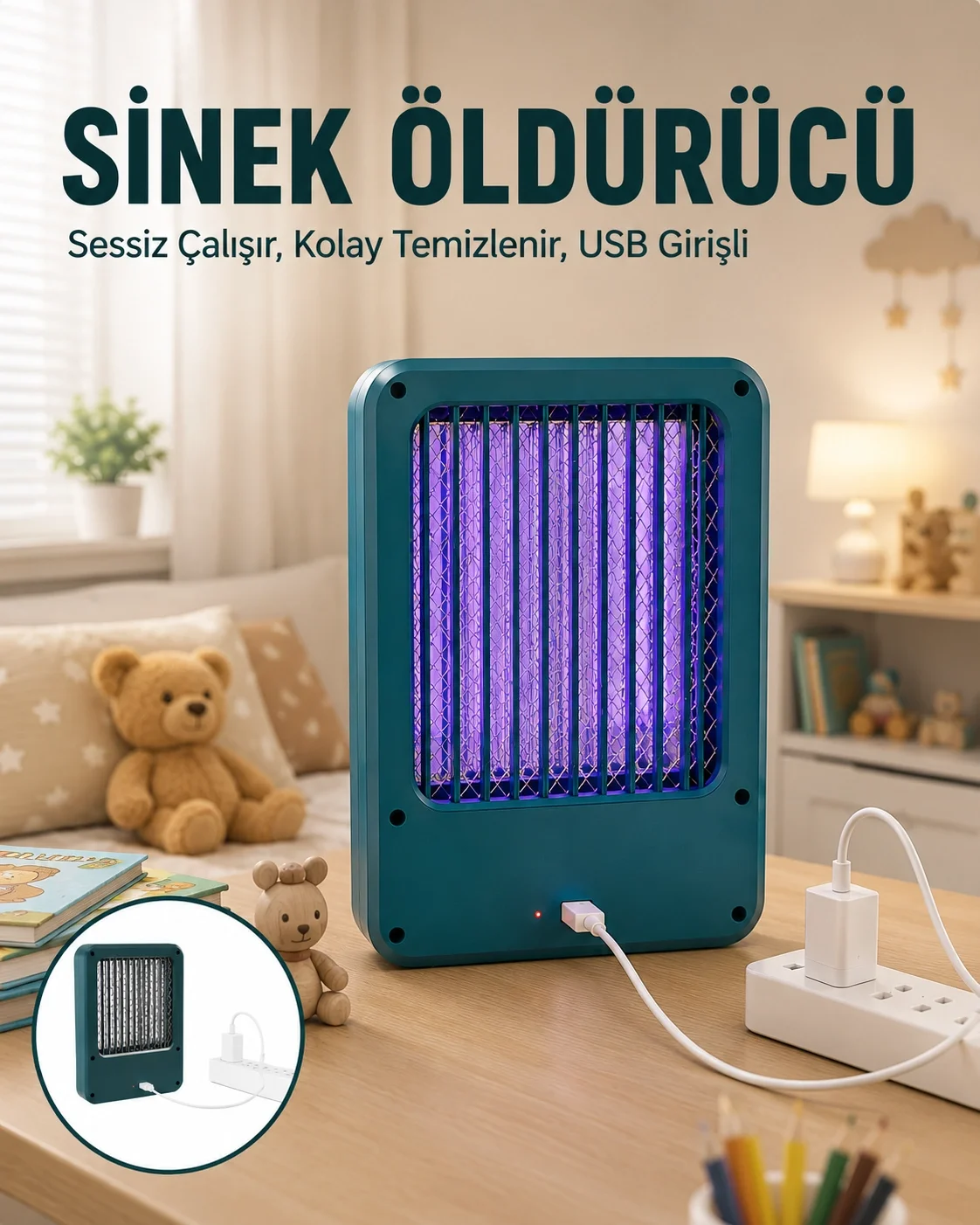 USB Sinek Öldürücü Cihaz Pratik Temizlik Özellikli, Sessiz USB Sinek Öldürücü Cihaz Pratik Temizlik Özellikli, Sessiz