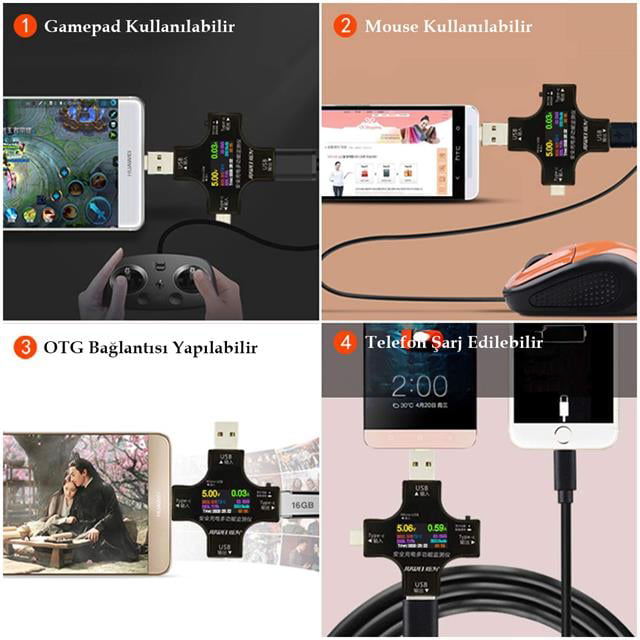 USB Tester Voltmetre Ampermetre Akım Göstergesi Multimetre Test C