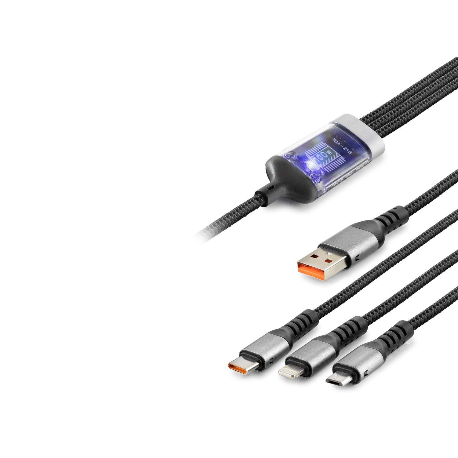 Usb To Type-C + Lıghtnıng + Usb Mıcro Hızlı Şarj 3In Data Kablo 2