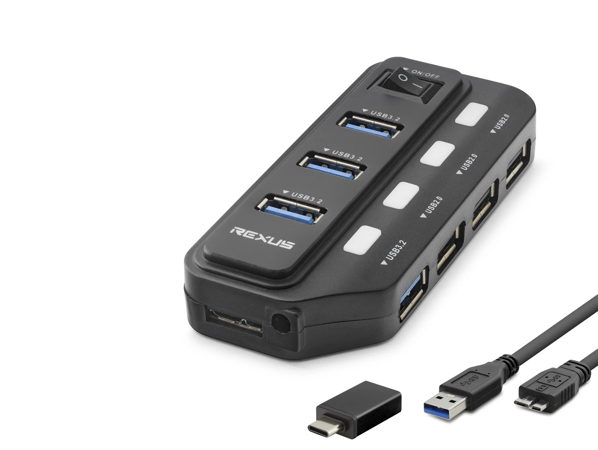 Usb Type-c 3.2 Gen1 Anahtarlı Hub 7 Port 5 Gbps Siyah U332