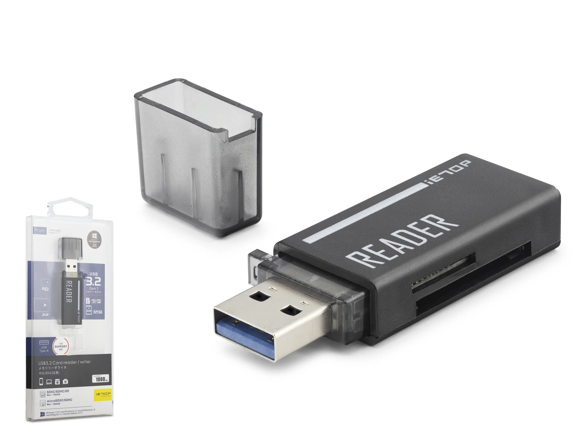 USB Type-C 3.2 Gen1 Kart Okuyucu SD MicroSD 5 Gbps Siyah C306