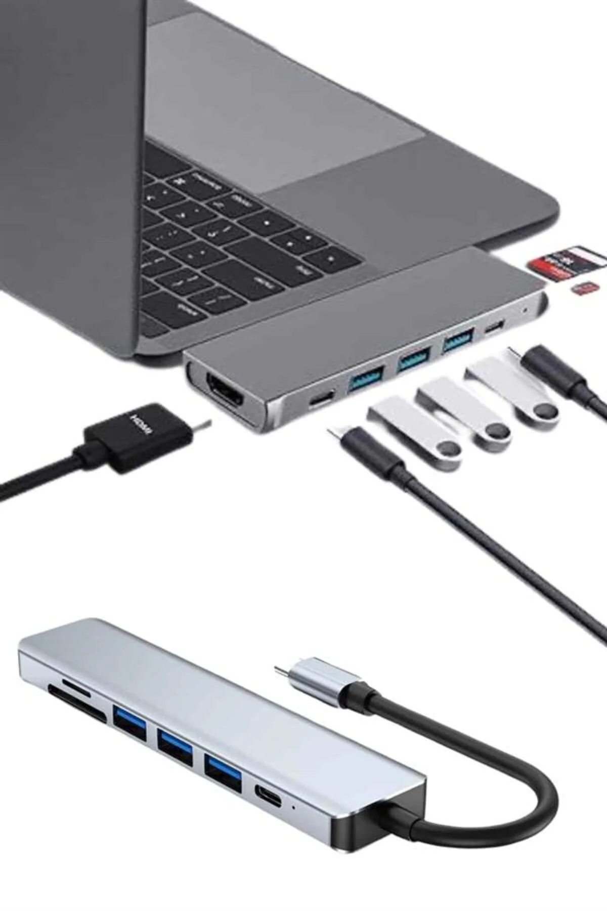 Usb Type-C Hub Dönüştürücü Çevirici Çoklayıcı Macbook Çevirici 8 Portlu Usb Type-C Hub Dönüştürücü Çevirici Çoklayıcı Macbook Çevirici 8 Portlu - Görsel 5