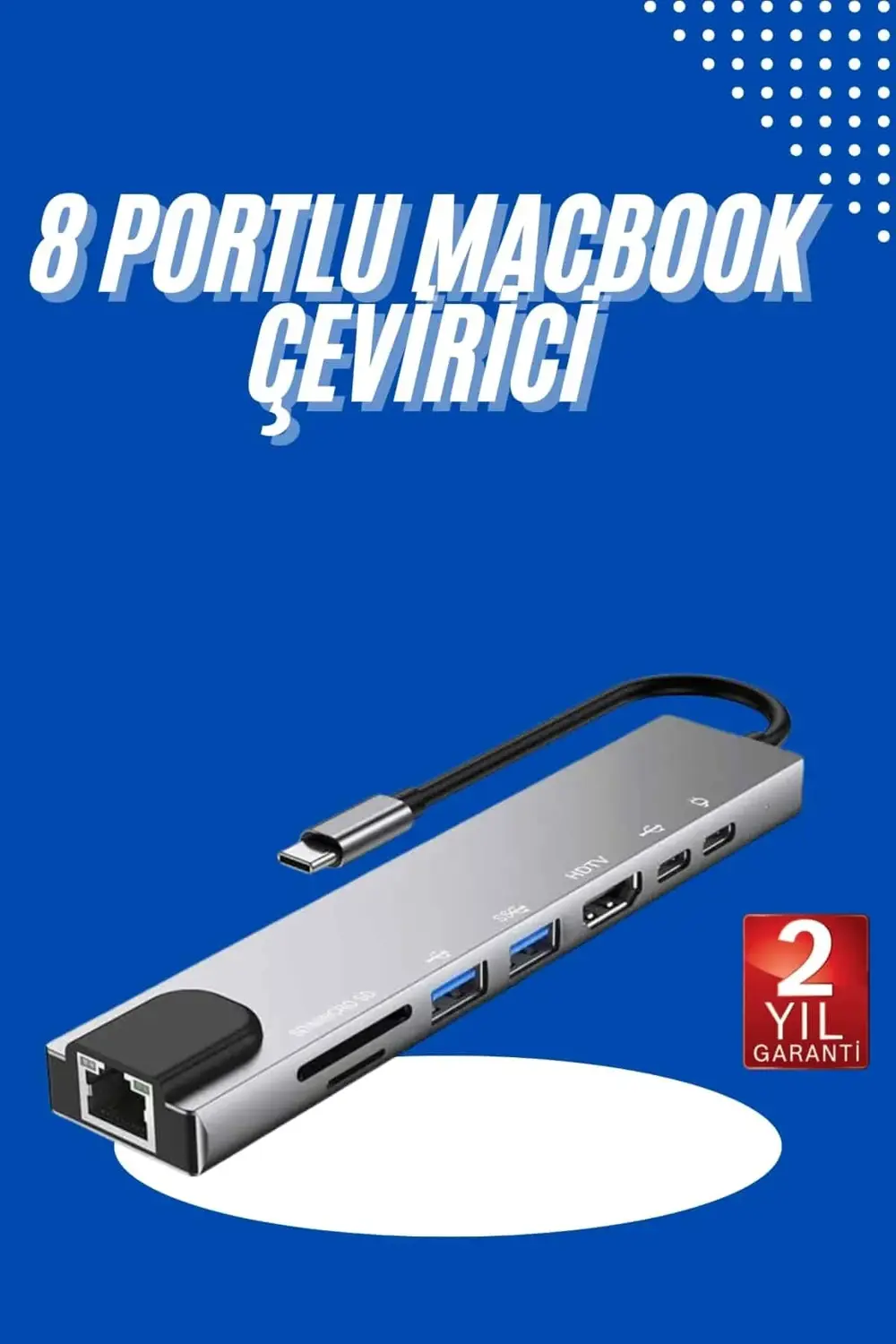 Usb Type-c Hub Dönüştürücü Çevirici Çoklayıcı Macbook Çevirici 8