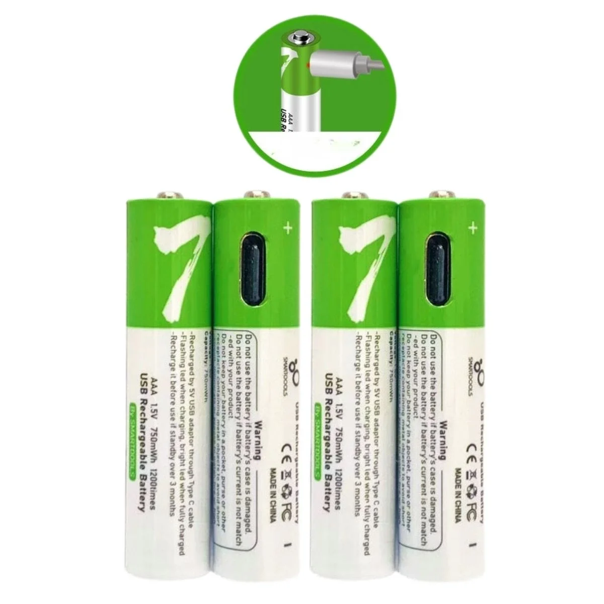 Usb Type-C ile Şarjolabilen 4 Adet AAA 1.5V Lityum Şarjlı Kalem Pil 750 mAH Uzun Ömürlü Fiyatı, Yorumları ve Özellikleri