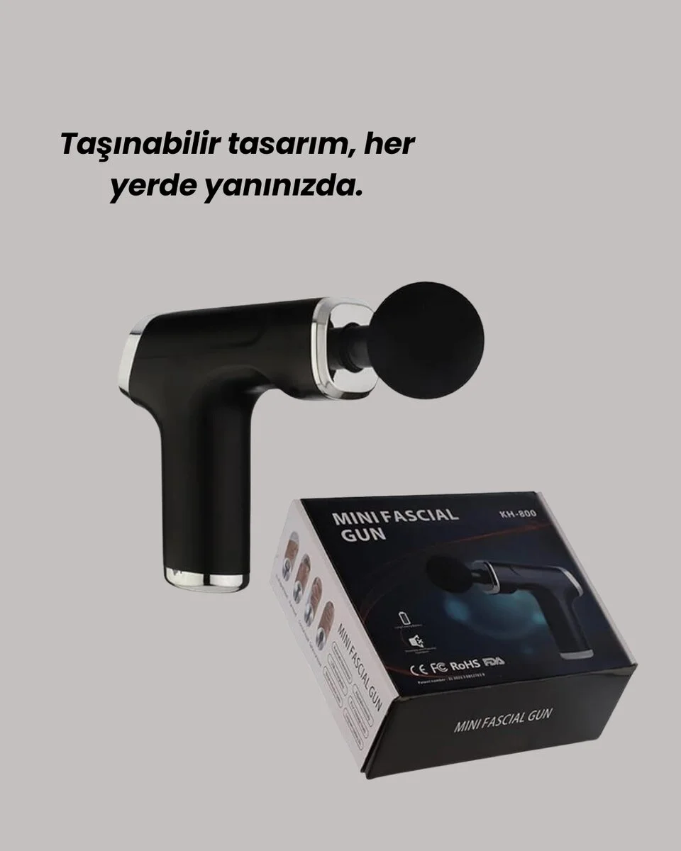 USB Type-C Şarjlı Taşınabilir Masaj Tabancası - 6 Kademeli Hız ve 4 Farklı Masaj Başı