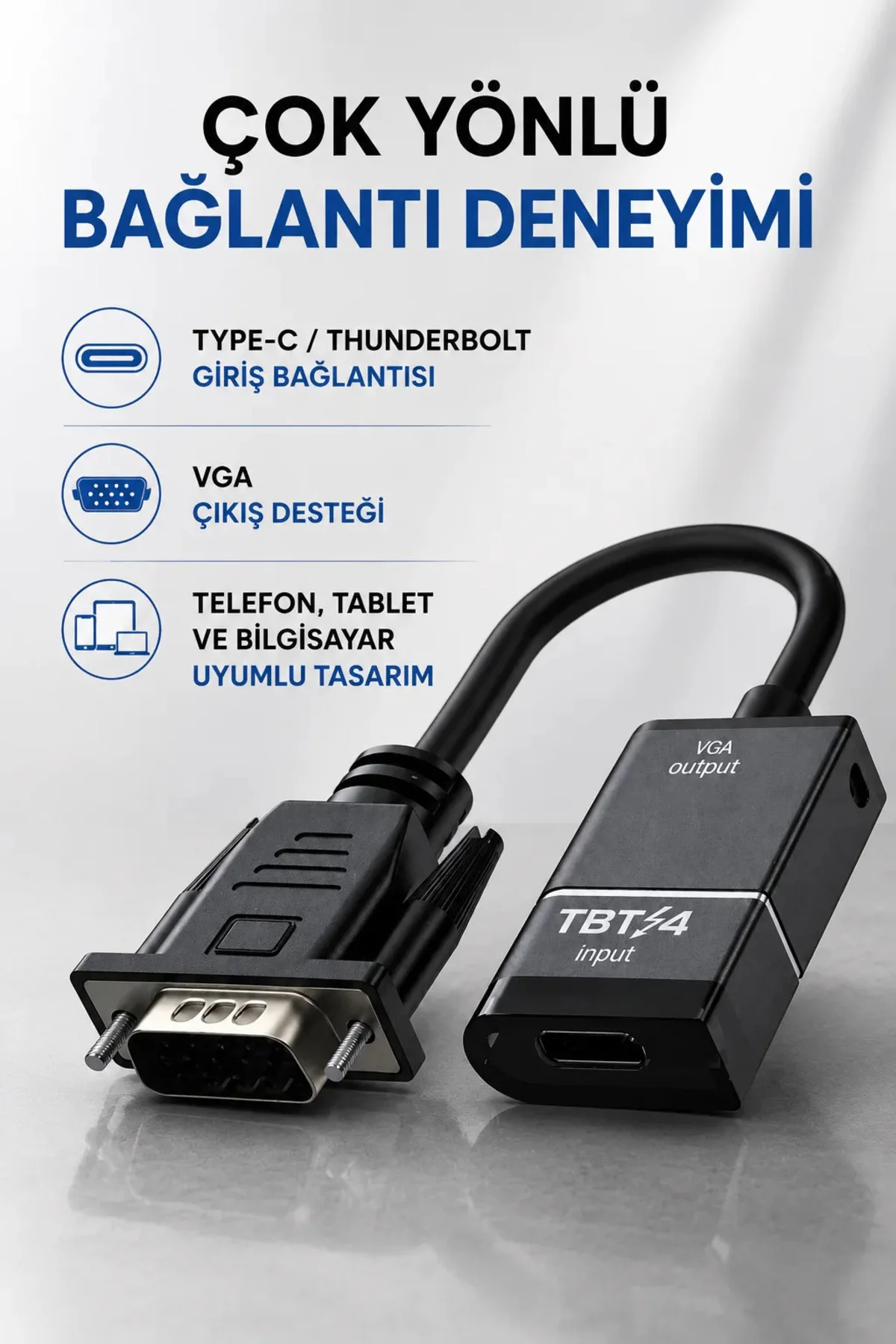 USB Type-C Thunderbolt to VGA Adaptör Görüntü Aktarım Dönüştürücü VC-01 Fiyatı, Yorumları ve Özellikleri