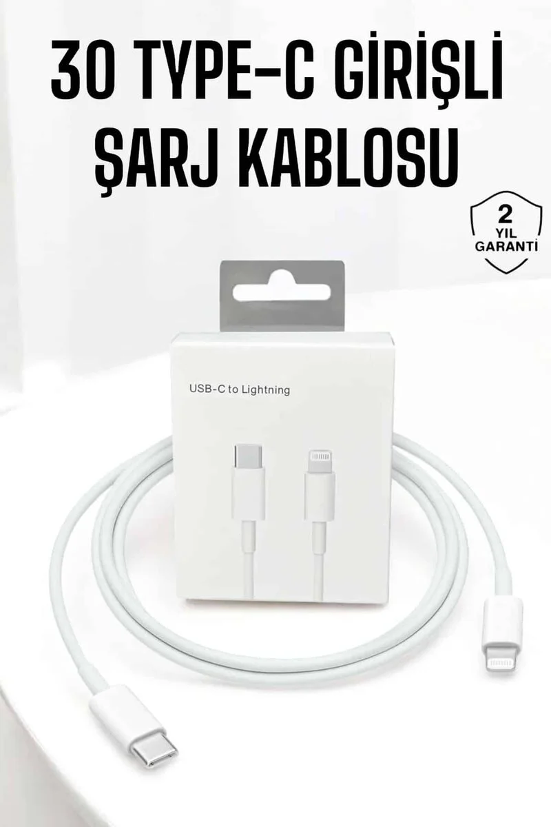 USB Type-C to Lightning Hızlı Şarj Kablosu 30W - iPhone Uyumlu ve Veri Aktarım