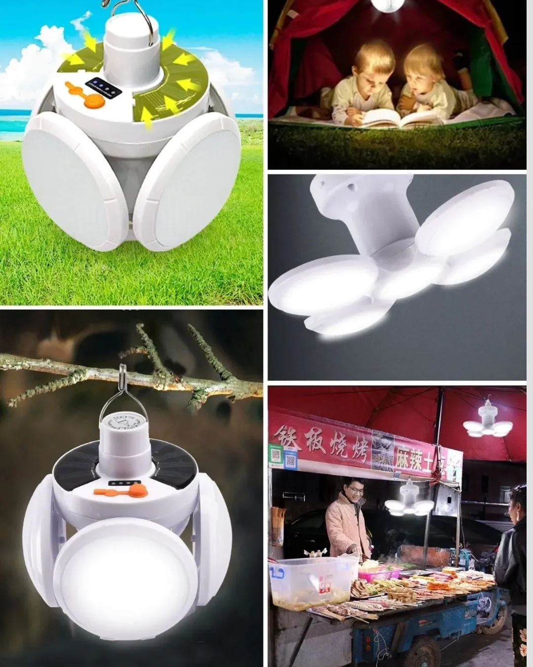 USB ve Solar Şarjlı Katlanabilir 5 Taraflı LED Lamba
