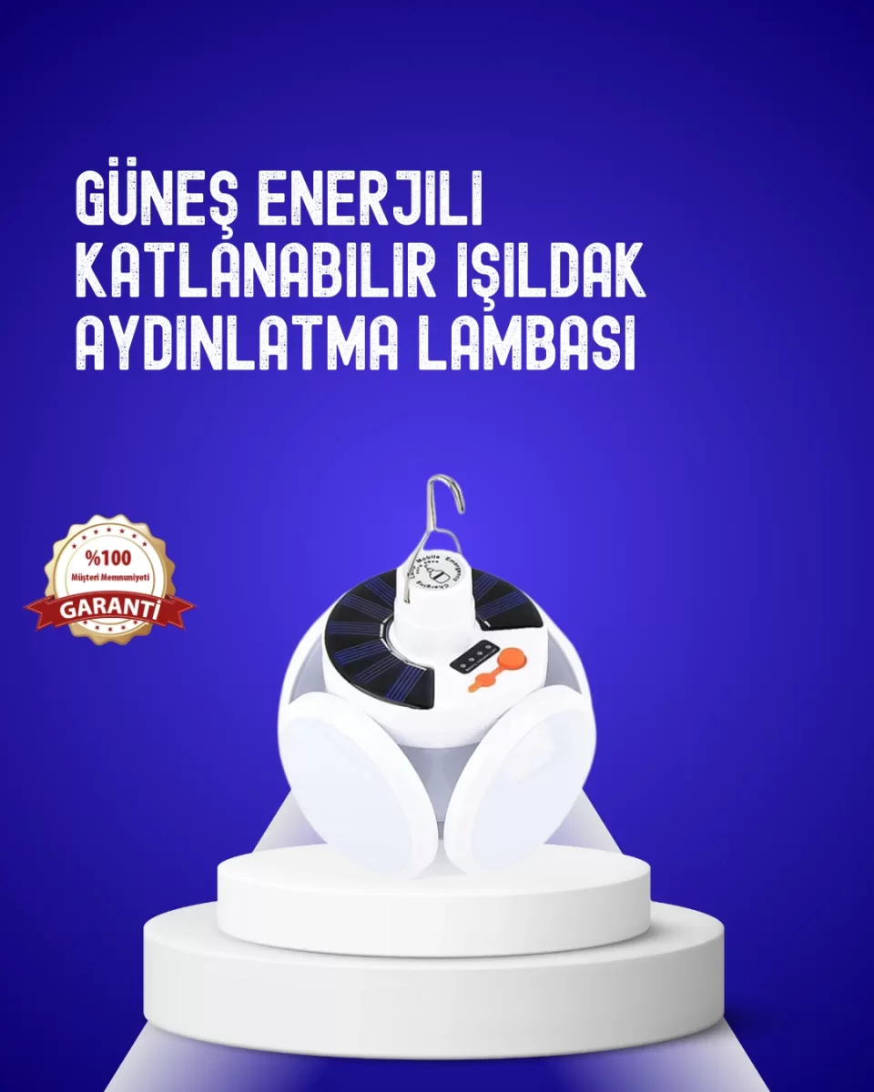 USB ve Solar Şarjlı Katlanabilir 5 Taraflı LED Lamba - Lisinya