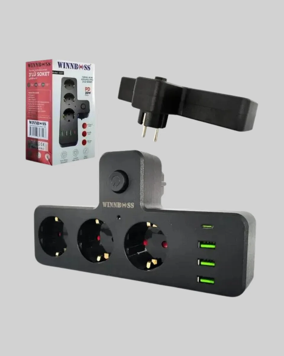 USB ve Type-C Portlu Anahtarlı Çoklu Priz Güç Ünitesi - Ev ve Ofis İçin Akıllı Çözüm