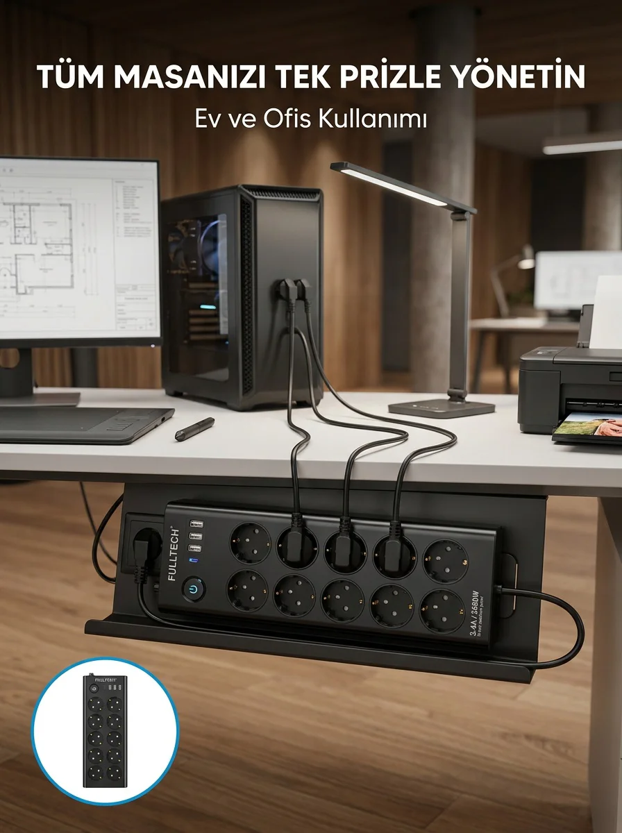 Usb Ve Type-c Şarj Özellikli 10'lu Çoklu Priz - Lisinya Diğer