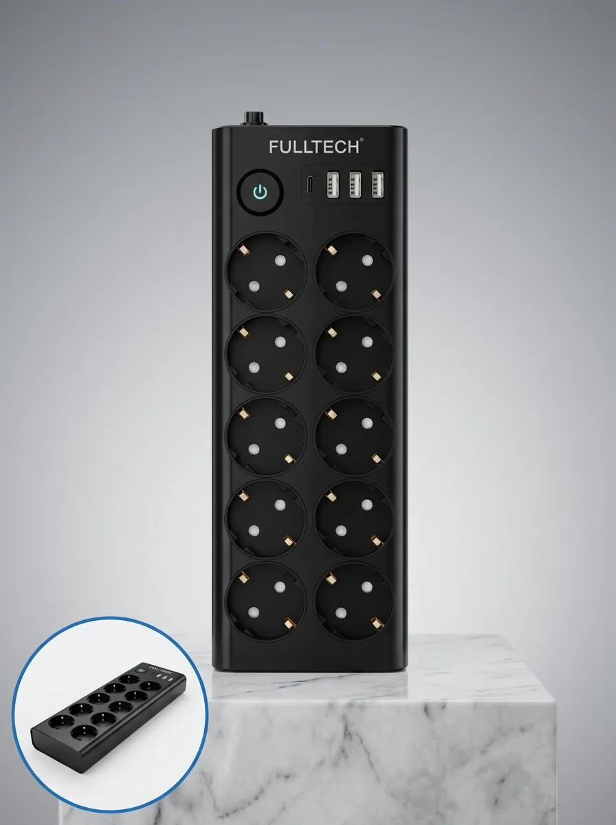 USB ve Type-C Şarj Özellikli 10'lu Çoklu Priz
