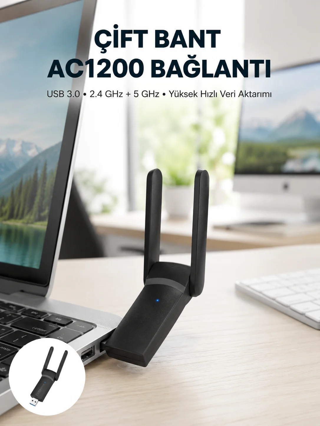 USB WiFi Adaptör – 1200 Mbps Hız