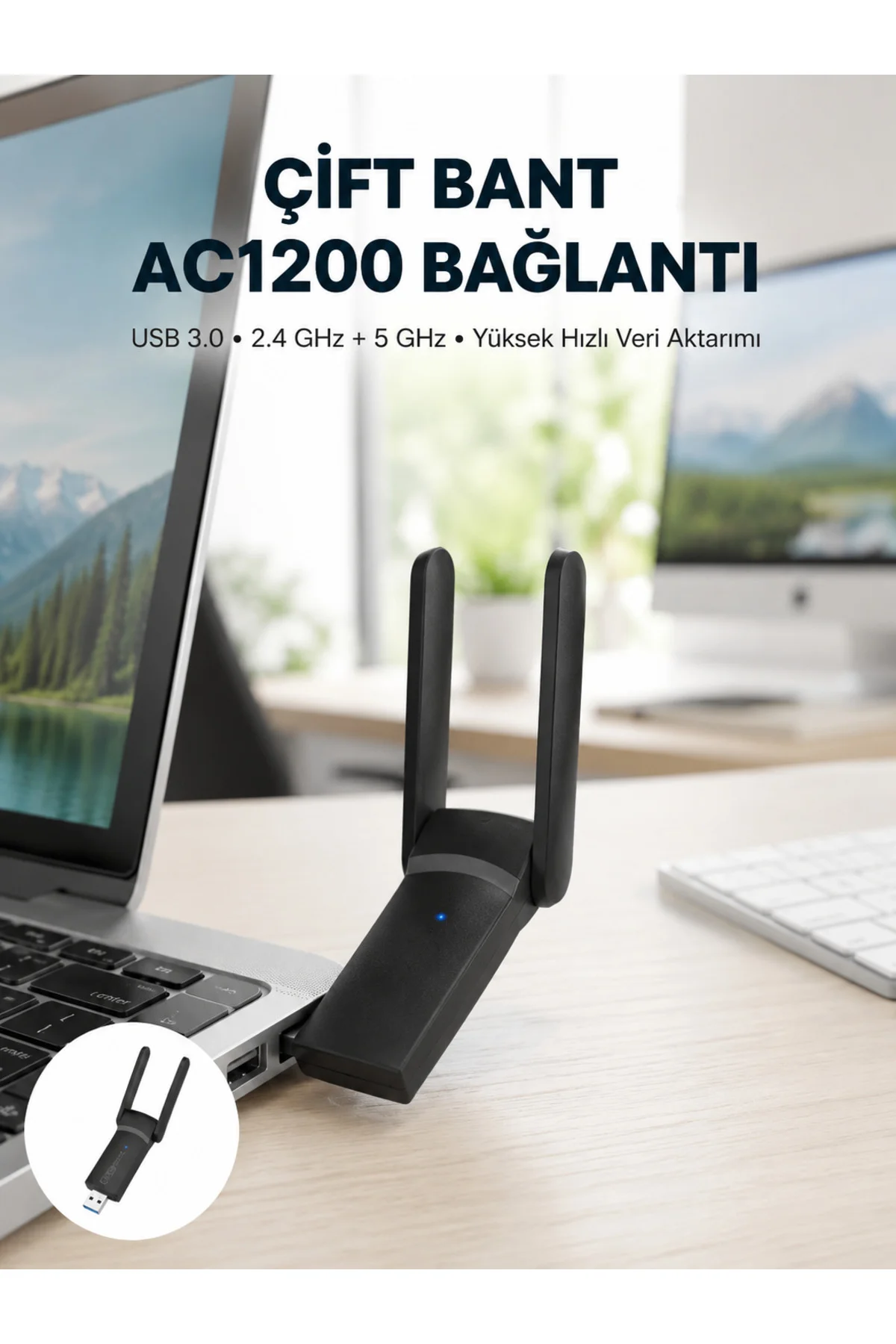 USB WiFi Adaptör – 1200 Mbps Hız USB WiFi Adaptör – 1200 Mbps Hız