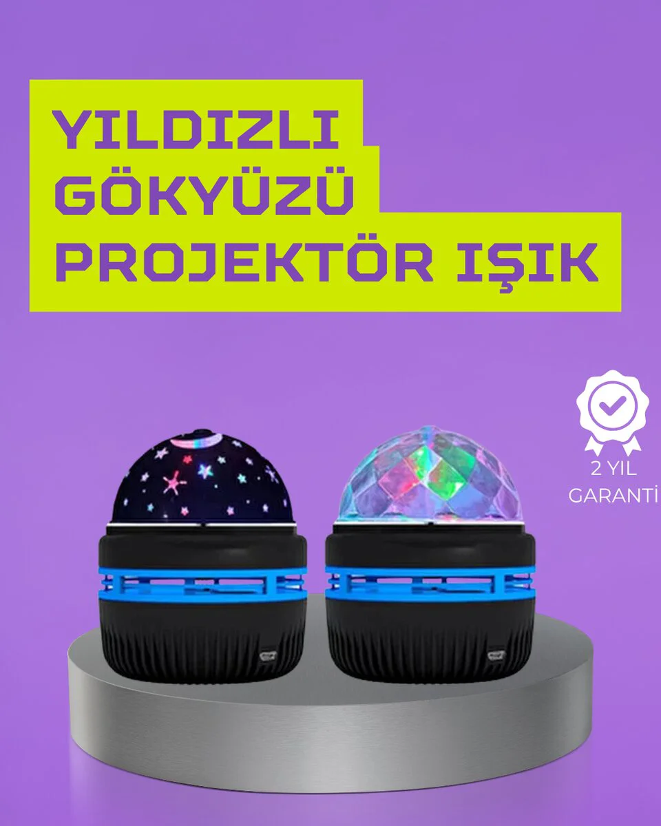 USB Yıldız Projektör Uyku Lambası - Döner Galaxy Işık Şovu ve Gece Lambası