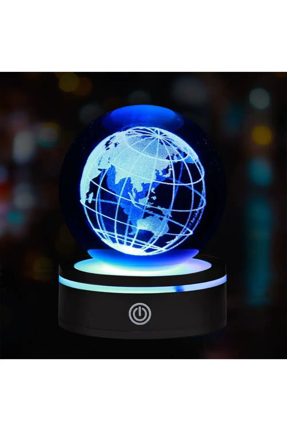 USB'li Dünya Tasarımlı Dönen Cam Küre