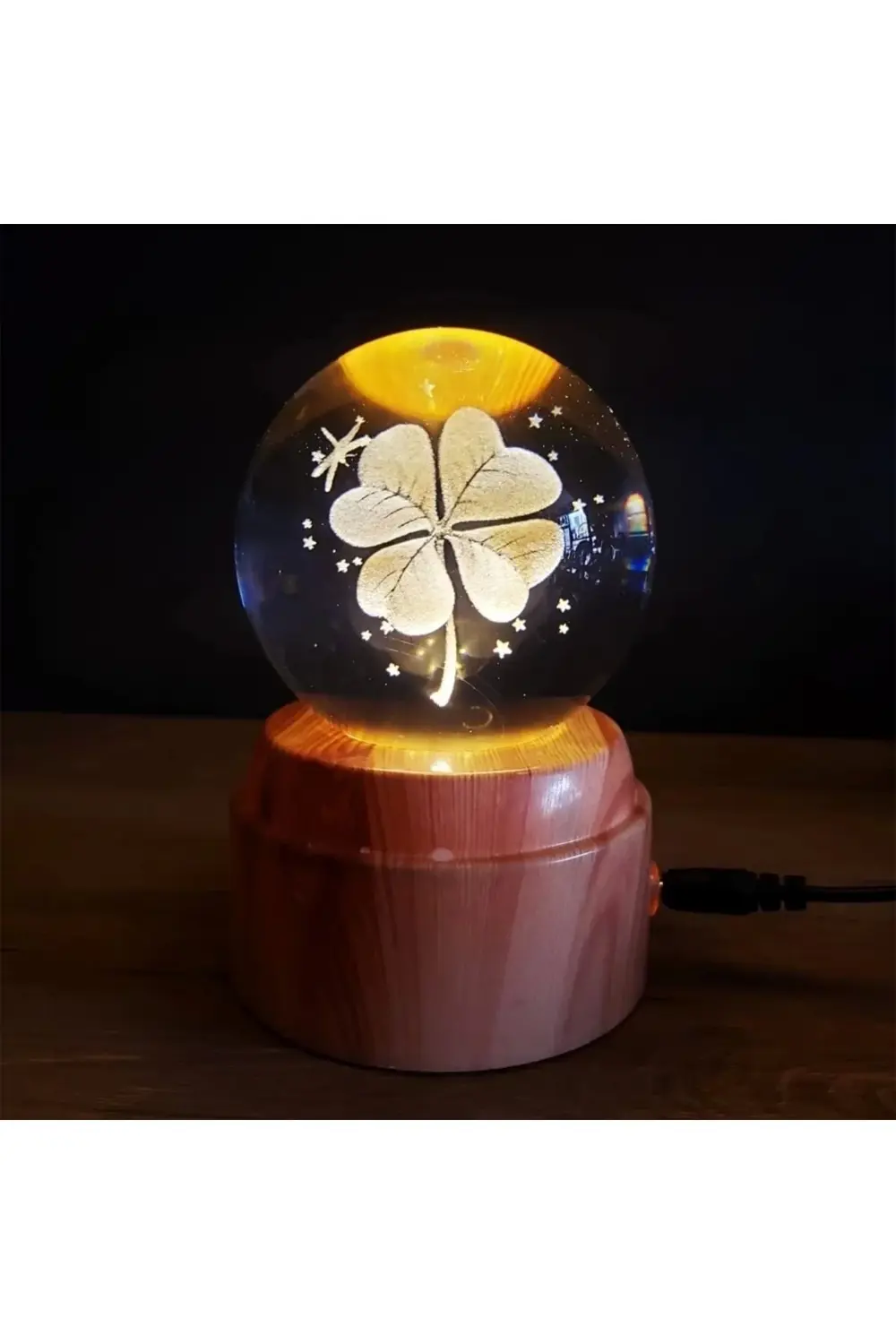 Usb'li Yonca Tasarımlı Dönen Cam Küre