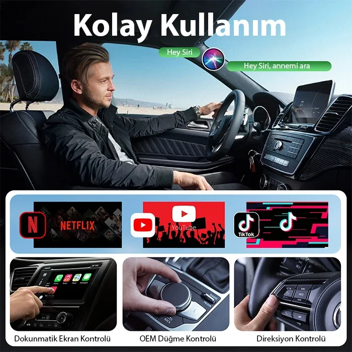 USB+Type-C Apple Kablosuz Wireless Carplay Adaptör Çevirici -Youtube Netflix Tiktok Video Yansıtıcı-1852 USB+Type-C Apple Kablosuz Wireless Carplay Adaptör Çevirici -Youtube Netflix Tiktok Video Yansıtıcı-1852