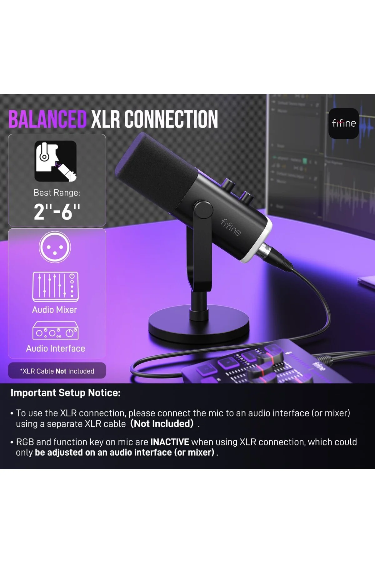 USB/XLR Dinamik Mikrofon, Podcast Kayıt için, RGB Işıklı PC Bilgi