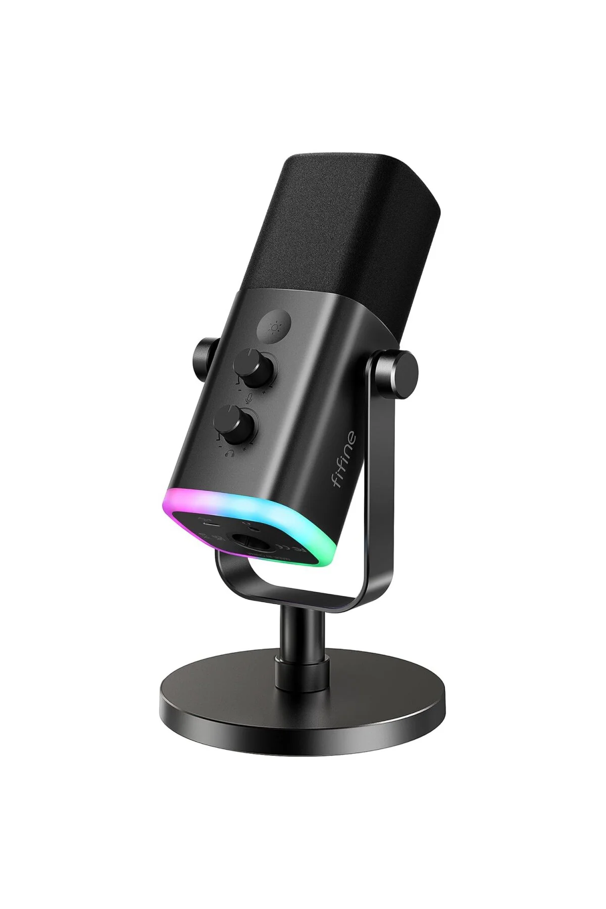 USB/XLR Dinamik Mikrofon, Podcast Kayıt için, RGB Işıklı PC Bilgi