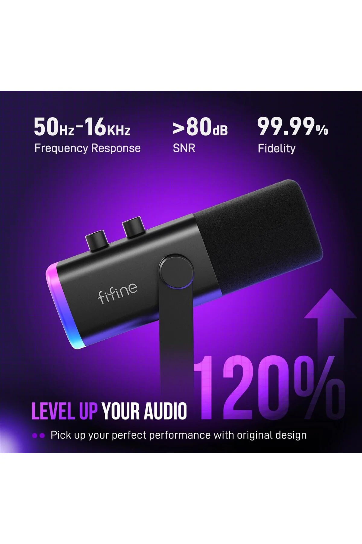 USB/XLR Dinamik Mikrofon, Podcast Kayıt için, RGB Işıklı PC Bilgi