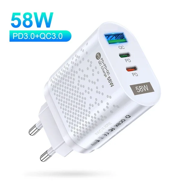 USLİON PD 58W USB + Type-c Hızlı Şarj Başlığı-1852 USLİON PD 58W USB + Type-c Hızlı Şarj Başlığı-1852
