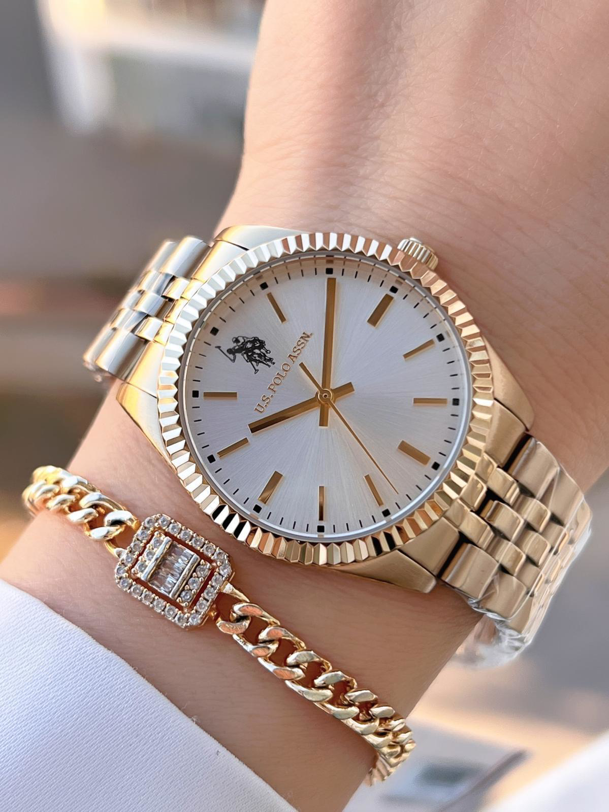 U.S.POLO ASSN Çelik Kordon 5 Atm Suya Dayanıklı Kadın Kol Saati+B