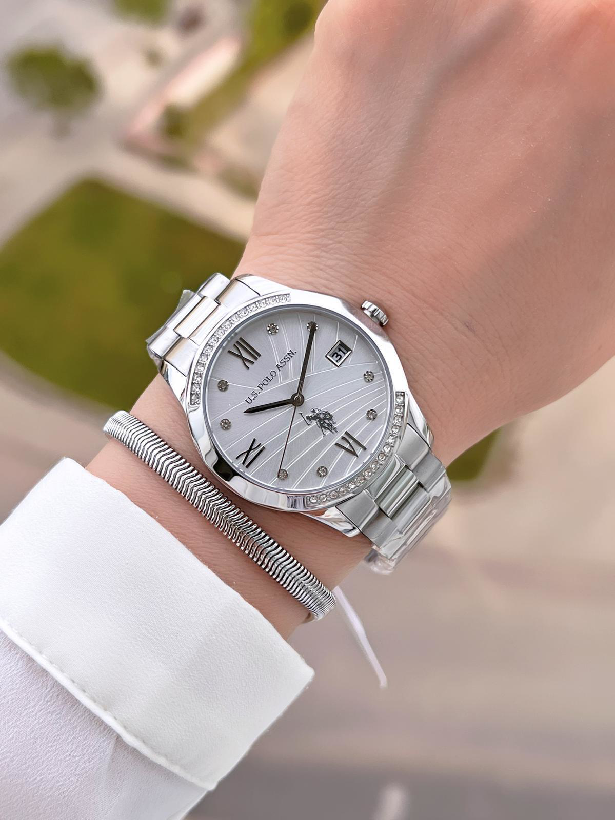 U.S.POLO ASSN Çelik Kordon 5 Atm Suya Dayanıklı Kadın Kol Saati+B