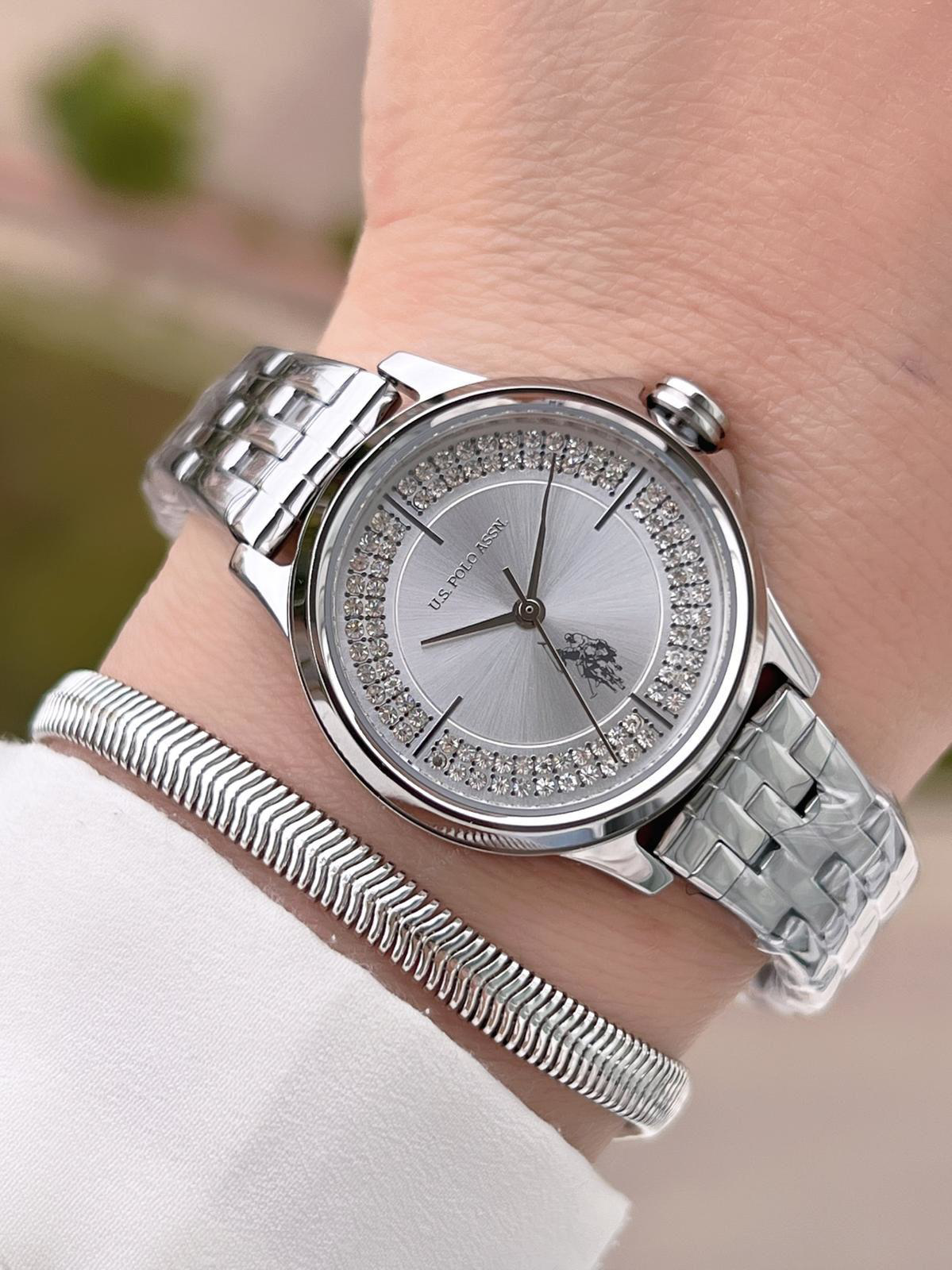 U.S.POLO ASSN Çelik Kordon 3 Atm Suya Dayanıklı Kadın Kol Saati+B