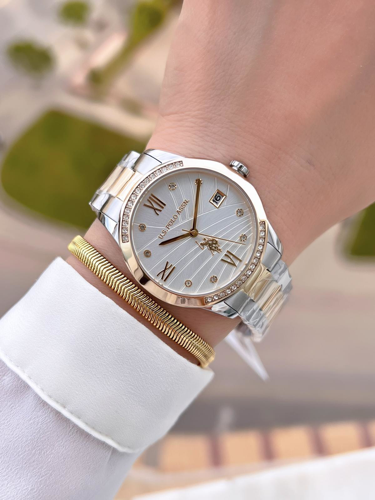 U.S.POLO ASSN Çelik Kordon 5 Atm Suya Dayanıklı Kadın Kol Saati+B