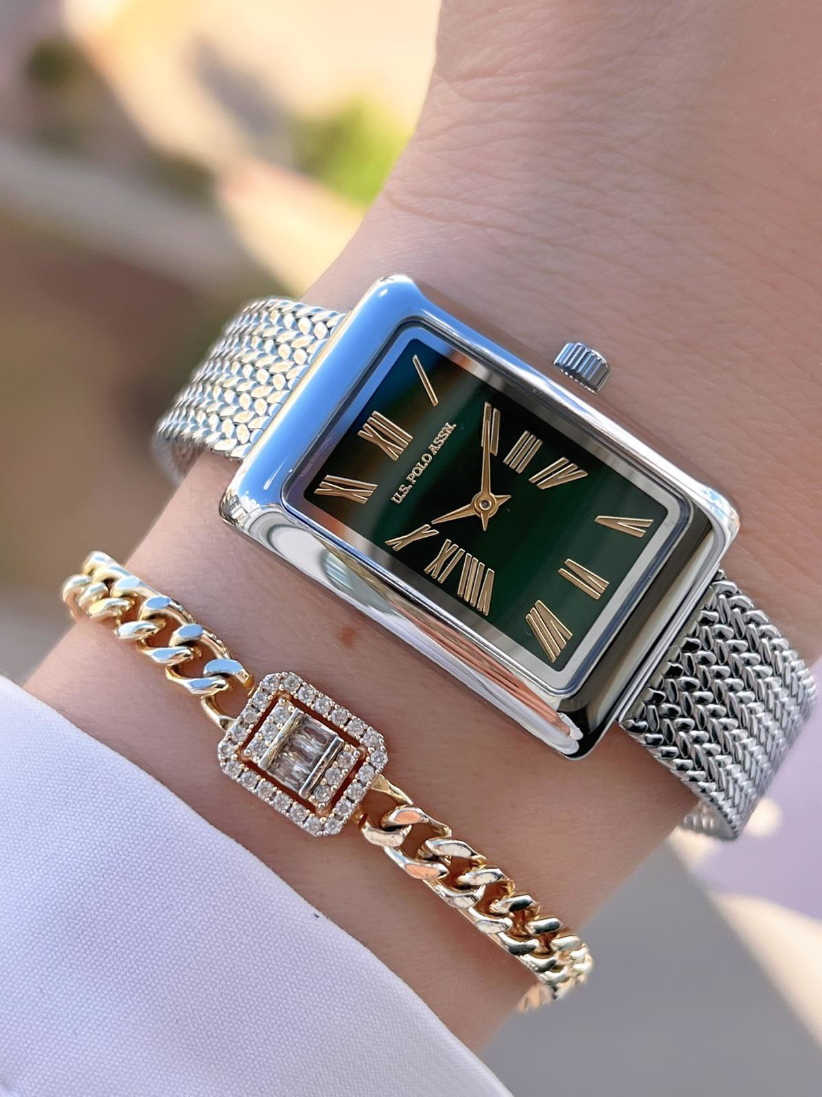 U.S.POLO ASSN Çelik Kordon 3 Atm Suya Dayanıklı Kadın Kol Saati+B