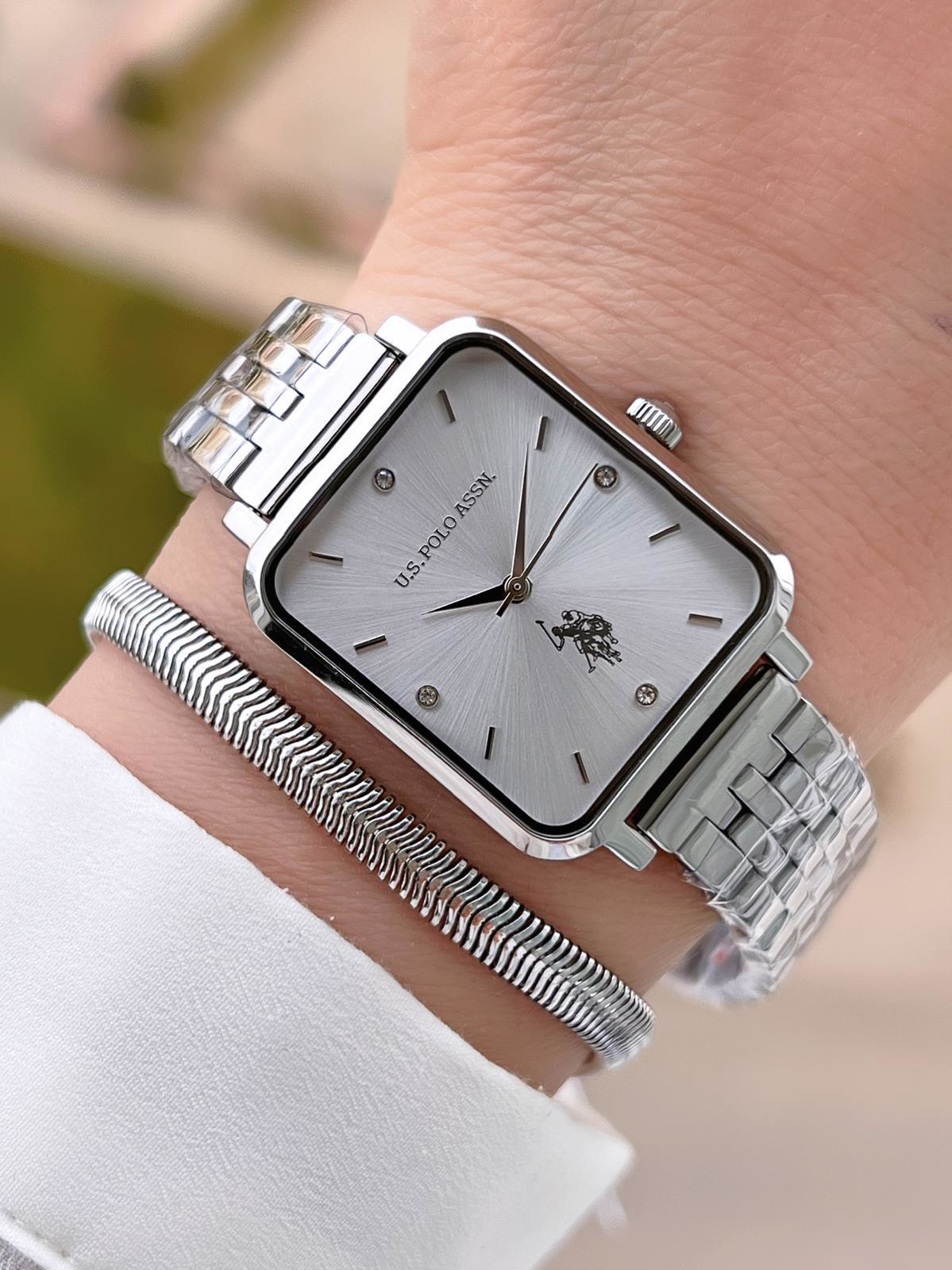 U.S.POLO ASSN Çelik Kordon 3 Atm Suya Dayanıklı Kadın Kol Saati+B