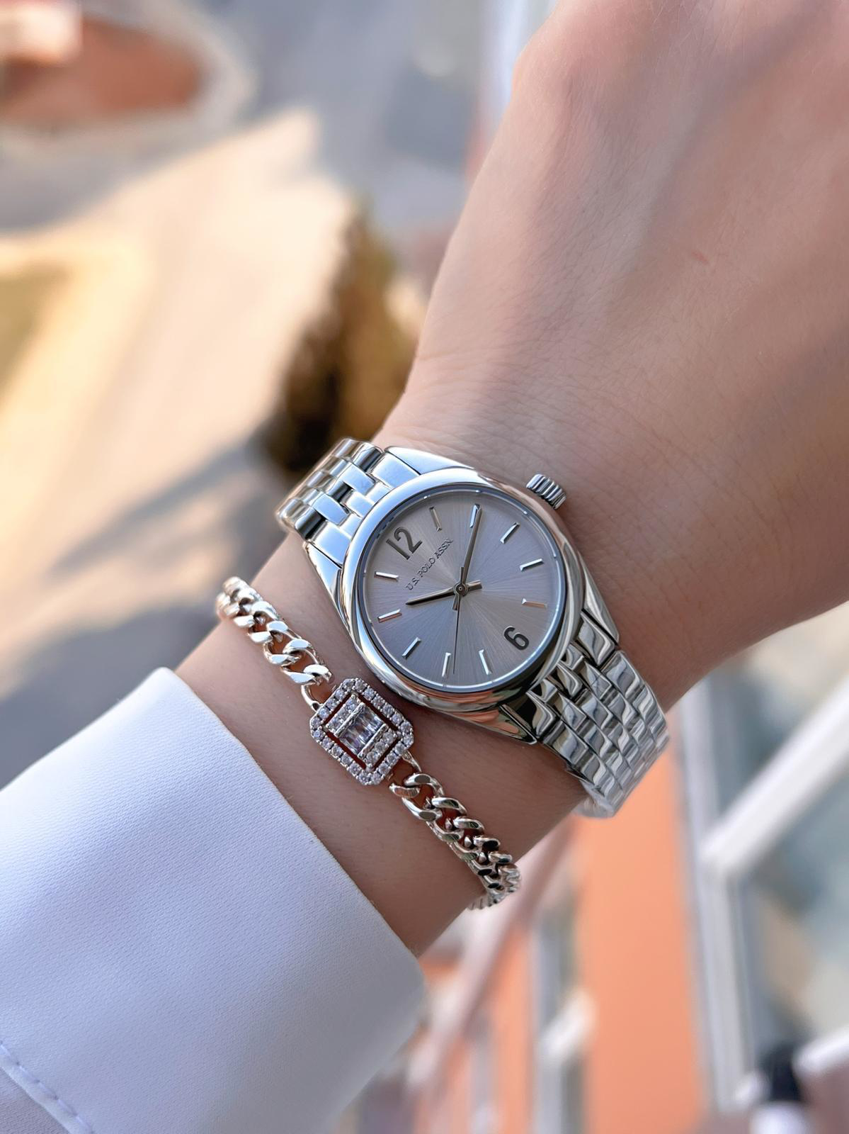 U.S.POLO ASSN Çelik Kordon 5 Atm Suya Dayanıklı Kadın Kol Saati+B