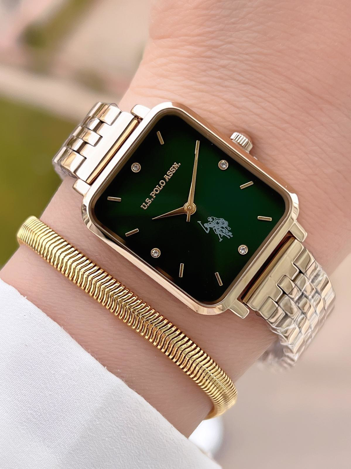 U.S.POLO ASSN Çelik Kordon 3 Atm Suya Dayanıklı Kadın Kol Saati+B