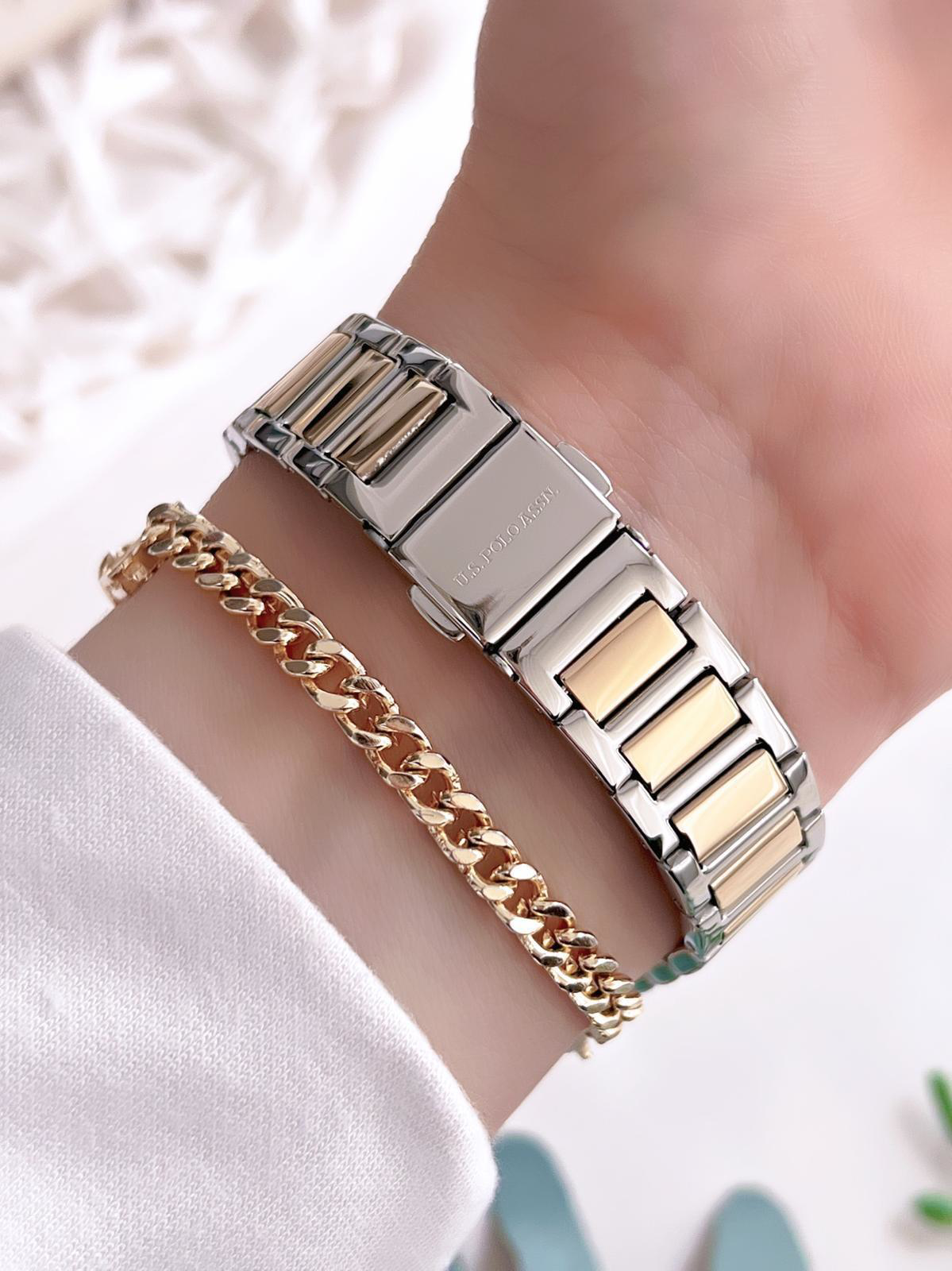 U.S.POLO ASSN Çelik Kordon 5 Atm Suya Dayanıklı Kadın Kol Saati+B