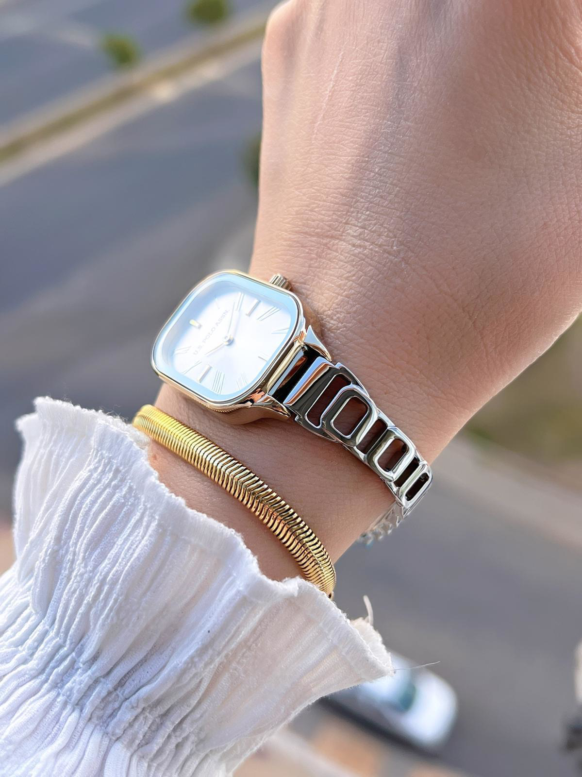 U.S.POLO ASSN Çelik Kordon 3 Atm Suya Dayanıklı Kadın Kol Saati+B