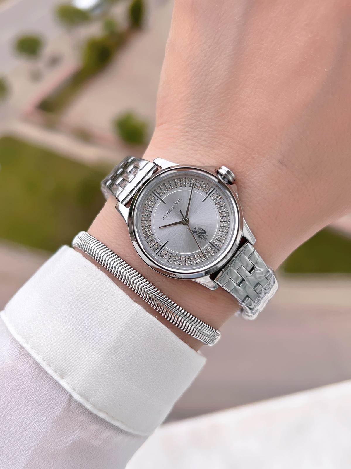 U.S.POLO ASSN Çelik Kordon 3 Atm Suya Dayanıklı Kadın Kol Saati+B