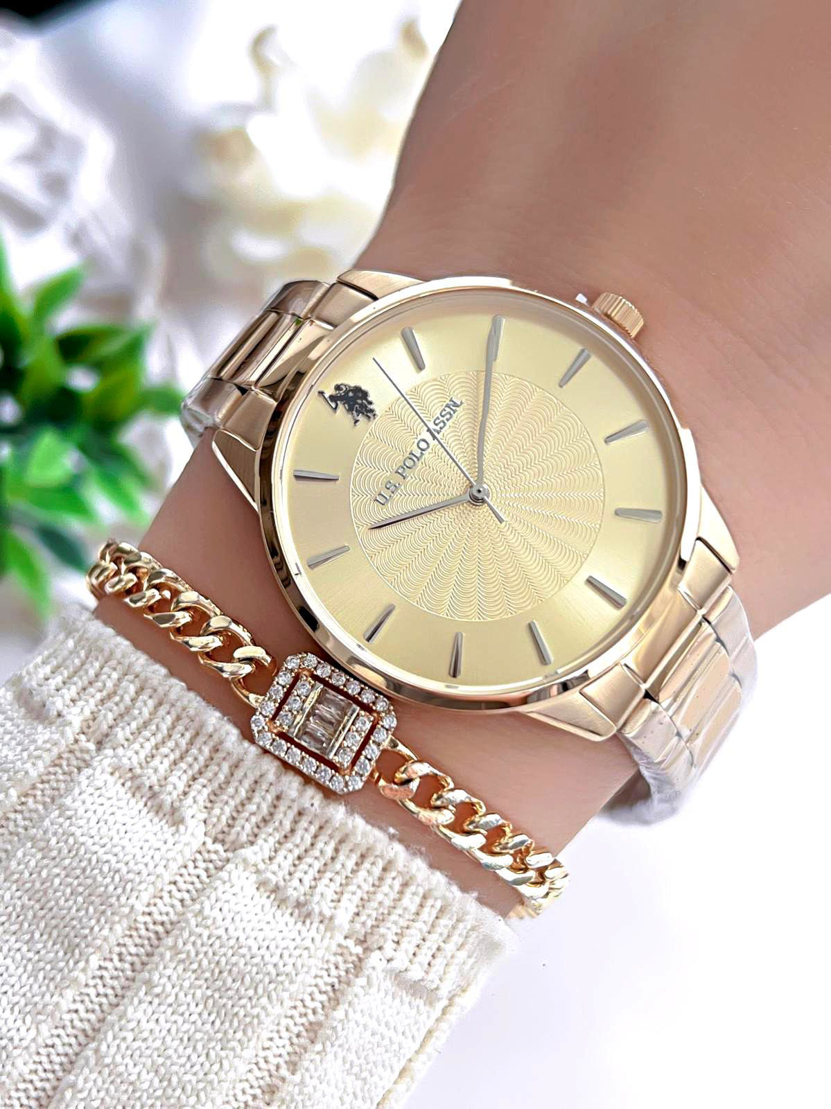 U.S.POLO ASSN Çelik Kordon 5 Atm Suya Dayanıklı Kadın Kol Saati+B