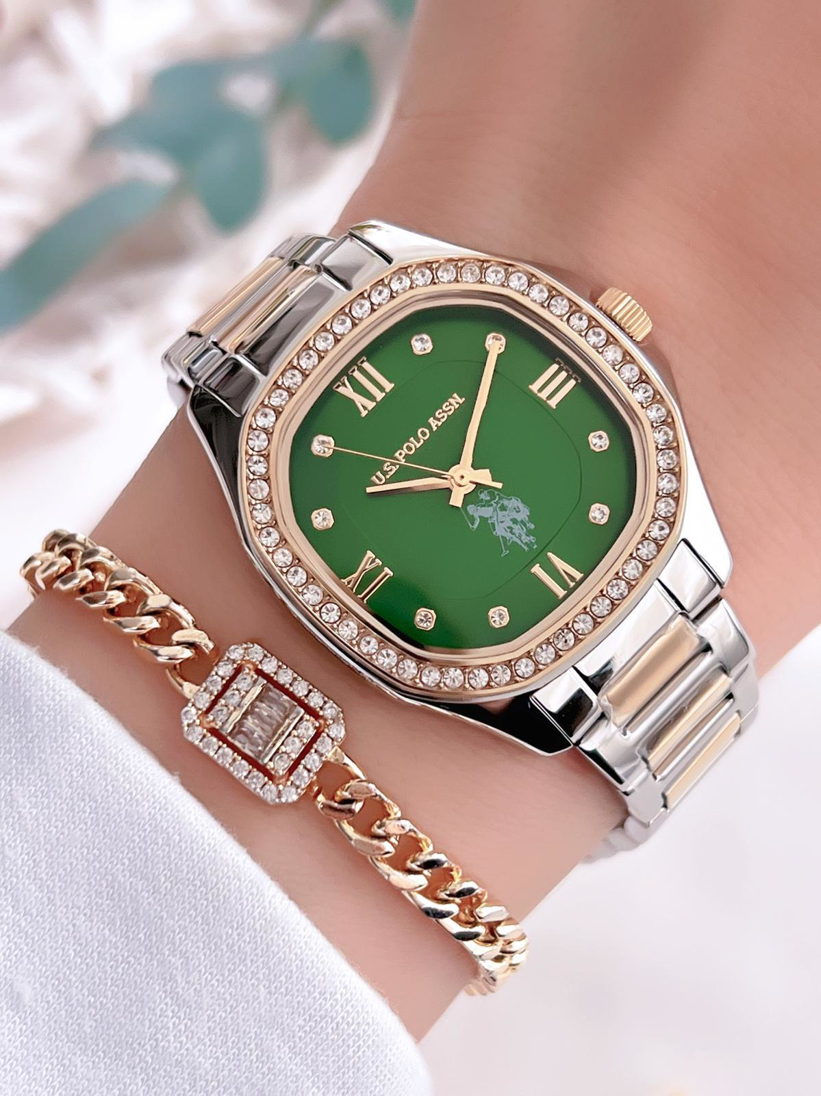 U.S.POLO ASSN Çelik Kordon 5 Atm Suya Dayanıklı Kadın Kol Saati+B