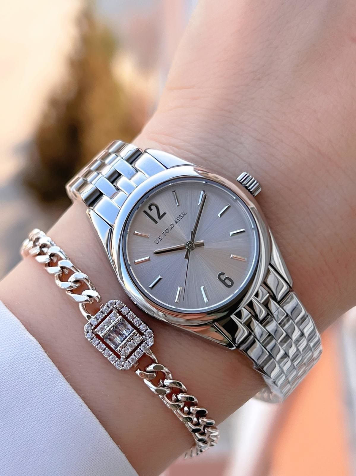 U.S.POLO ASSN Çelik Kordon 5 Atm Suya Dayanıklı Kadın Kol Saati+B